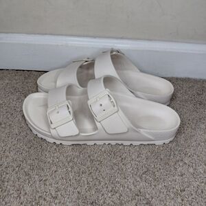 Birkenstock Women Size 37/6 Us Narrow Bone White Slide Sandals